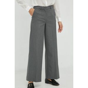Kalhoty Selected Femme dámské, šedá barva, široké, high waist