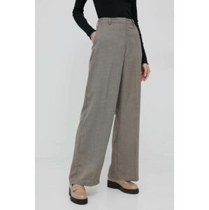Kalhoty Vero Moda dámské, béžová barva, široké, high waist
