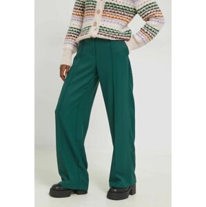 Kalhoty Noisy May dámské, zelená barva, široké, high waist