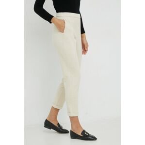 Kalhoty Pennyblack dámské, béžová barva, jednoduché, high waist