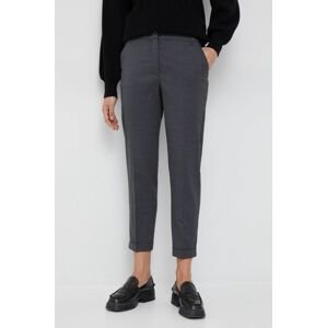 Vlněné kalhoty Pennyblack dámské, šedá barva, jednoduché, high waist