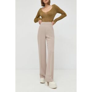 Kalhoty Luisa Spagnoli dámské, béžová barva, široké, high waist