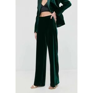 Kalhoty s příměsí hedvábí Luisa Spagnoli Omologo zelená barva, high waist
