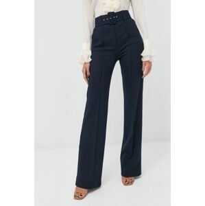 Kalhoty Luisa Spagnoli dámské, tmavomodrá barva, jednoduché, high waist