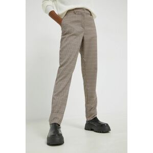 Kalhoty Vila dámské, béžová barva, přiléhavé, medium waist