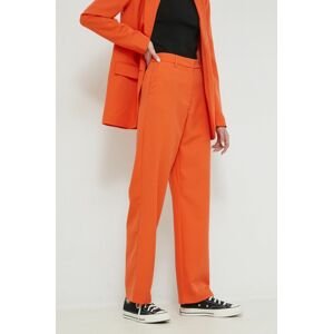 Kalhoty Vila VIKAMMAS dámské, oranžová barva, jednoduché, high waist