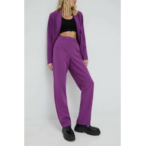 Kalhoty Vila vikamma dámské, fialová barva, široké, high waist