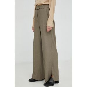 Kalhoty By Malene Birger dámské, hnědá barva, široké, high waist