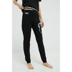 Bavlněné tepláky Moschino Underwear černá barva, s aplikací