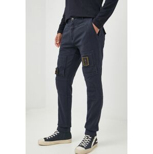 Bavlněné kalhoty Aeronautica Militare pánské, tmavomodrá barva, jednoduché