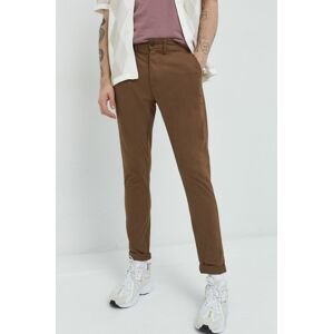 Kalhoty Solid pánské, hnědá barva, jednoduché