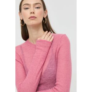Vlněný svetr Victoria Beckham dámský, růžová barva, lehký