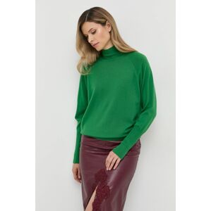 Vlněný svetr Ivy Oak dámský, zelená barva, lehký, s pologolfem