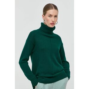 Vlněný svetr Luisa Spagnoli Cafiero dámský, zelená barva, lehký, s golfem