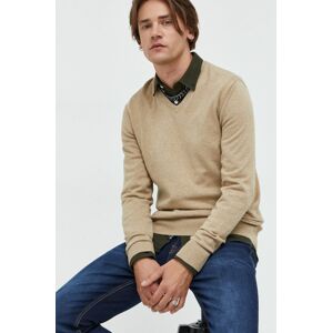 Bavlněný svetr Tom Tailor pánský, béžová barva, lehký