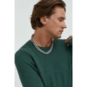 Bavlněný svetr Tom Tailor pánský, zelená barva, lehký