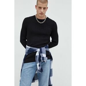 Bavlněný svetr Produkt by Jack & Jones pánský, černá barva, lehký