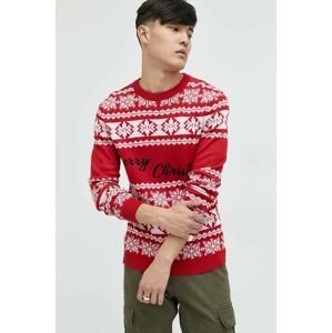 Bavlněný svetr Produkt by Jack & Jones pánský, červená barva, lehký