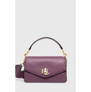 Kožená kabelka Lauren Ralph Lauren fialová barva