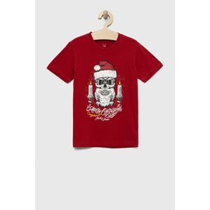 Dětské bavlněné tričko Jack & Jones červená barva, s potiskem