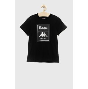 Dětské bavlněné tričko Kappa černá barva, s potiskem