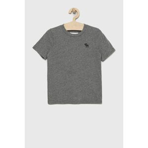 Dětské tričko Abercrombie & Fitch šedá barva, s aplikací