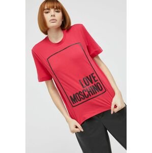 Bavlněné tričko Love Moschino červená barva