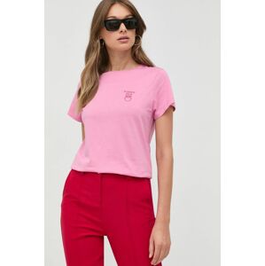 Bavlněné tričko Pinko růžová barva
