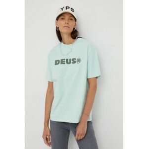 Bavlněné tričko Deus Ex Machina tyrkysová barva