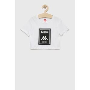 Dětské bavlněné tričko Kappa bílá barva