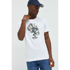 Bavlněné tričko Premium by Jack&Jones bílá barva, s potiskem