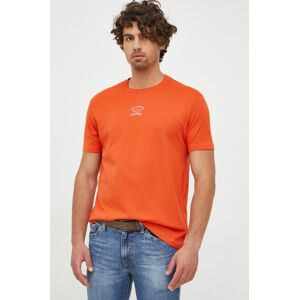 Bavlněné tričko Paul&Shark oranžová barva, s potiskem