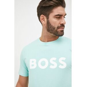 Bavlněné tričko BOSS Boss Casual zelená barva, s potiskem