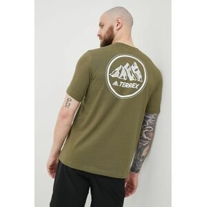 Tričko adidas TERREX Mountain Graphic zelená barva, s potiskem