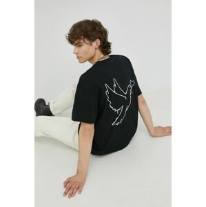 Bavlněné tričko Young Poets Society Freedom černá barva, s aplikací
