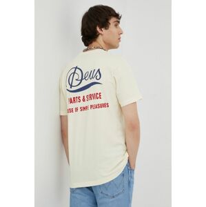 Bavlněné tričko Deus Ex Machina béžová barva, s potiskem