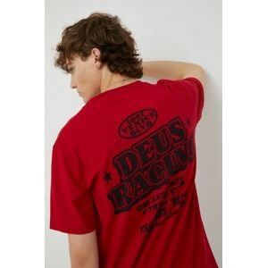 Bavlněné tričko Deus Ex Machina červená barva, s potiskem