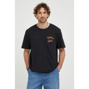 Bavlněné tričko Wrangler černá barva, s aplikací