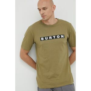 Bavlněné tričko Burton zelená barva, s potiskem