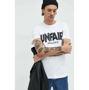 Bavlněné tričko Unfair Athletics bílá barva, s potiskem