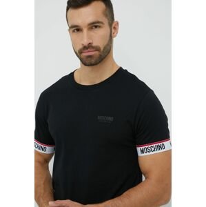 Bavlněné tričko Moschino Underwear černá barva, s aplikací