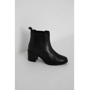 Kožené kotníkové boty Answear Lab dámské, černá barva, na podpatku, lehce zateplené