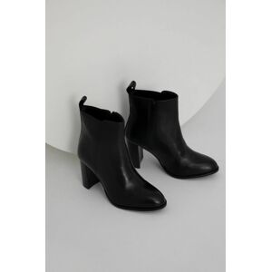 Kožené kotníkové boty Answear Lab dámské, černá barva, na podpatku, lehce zateplené