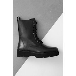 Kožené kotníkové boty Answear Lab dámské, černá barva, na platformě, lehce zateplené