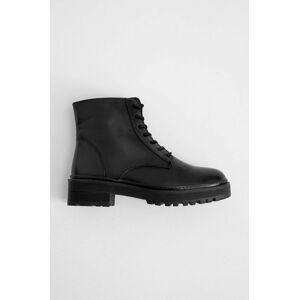 Kožené kotníkové boty Answear Lab dámské, černá barva, na platformě, lehce zateplené