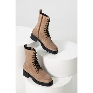 Semišové boty Answear Lab dámské, hnědá barva, na podpatku