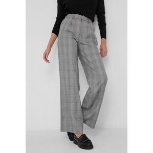 Kalhoty se směsi vlny Answear Lab dámské, šedá barva, široké, high waist