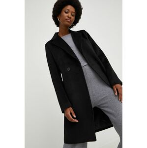 Kabát s vlnou Answear Lab černá barva, přechodný, dvouřadový