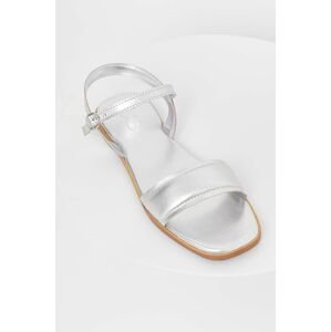 Kožené sandály Answear Lab Dámské, stříbrná barva