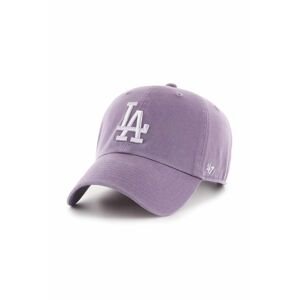 Bavlněná baseballová čepice 47brand Mlb Los Angeles Dodgers fialová barva, s aplikací